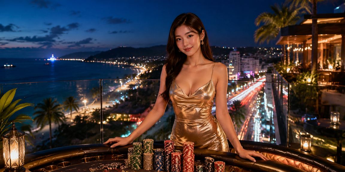 Màn hình phân tích kèo cá cược tại khu giải trí Phú Quốc về đêm